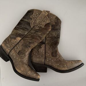 Sterling River Cowgirls SR2032 Leather Brown/Cherry Western 8.5 Womens Rhineston